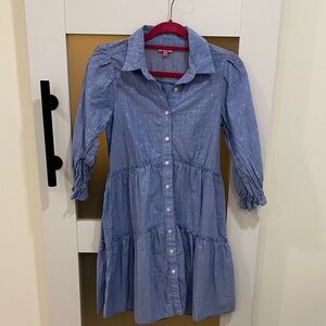 Blue Dress with Puff Sleeves